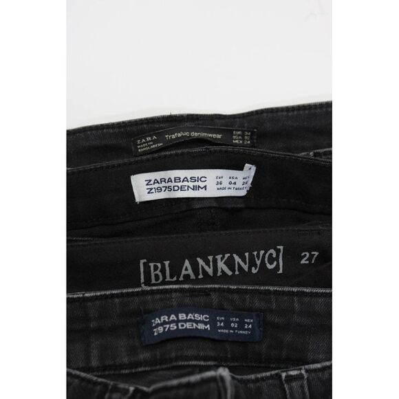 Zara Blank NYC Womens Stripe Sequined Skinny Jeans Pants Black Size 2 4 27 Lot 4 - Picture 3 of 3